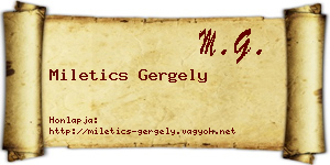 Miletics Gergely névjegykártya